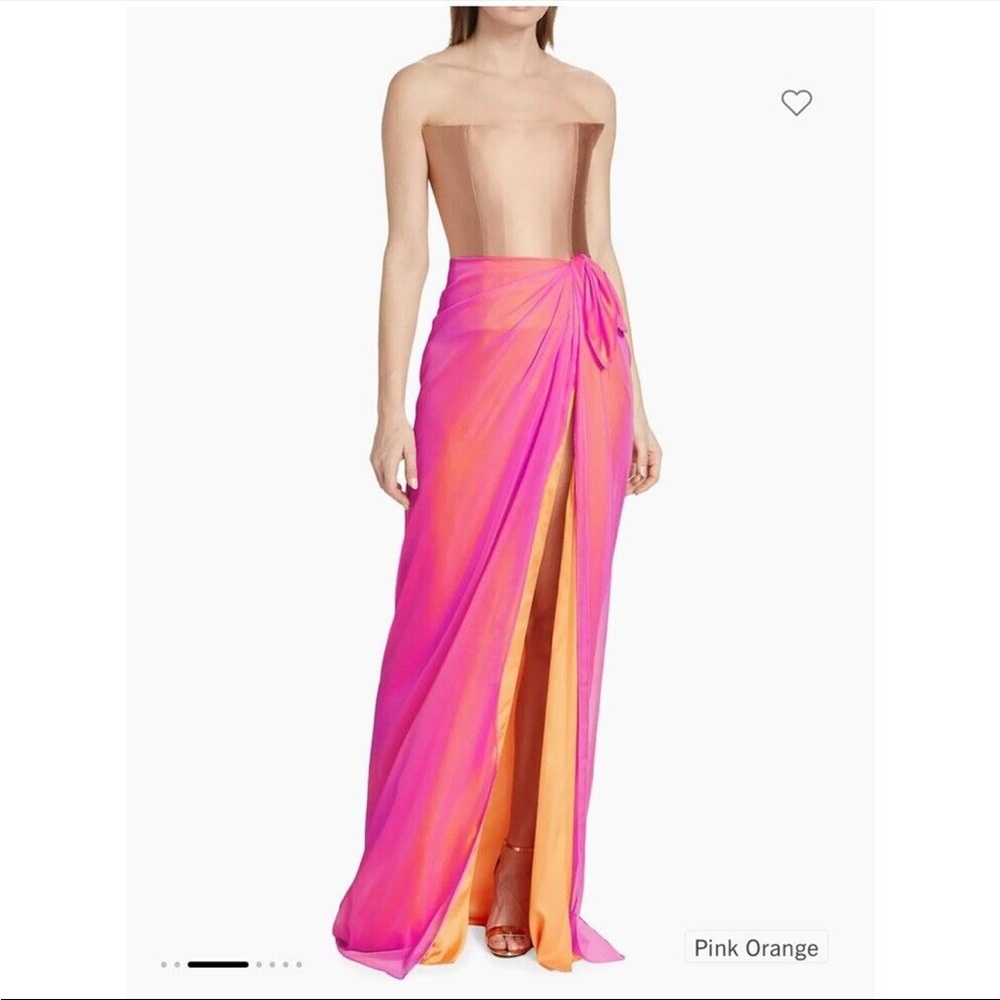 Elegant Pink and Orange Strapless Dress